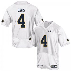 Notre Dame Fighting Irish Men's Avery Davis #4 White Under Armour Authentic Stitched College NCAA Football Jersey OQF0499BB